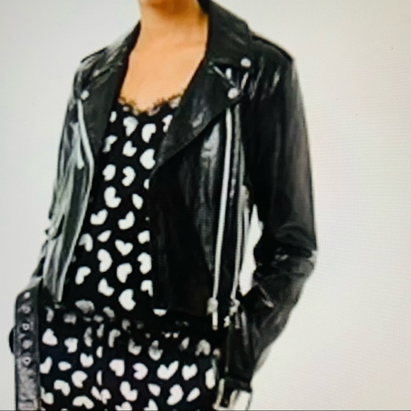 Michael Kors Black Faux Women’s Leather Moto Jkt - Picture 2 of 14